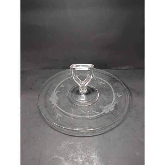 Crystal Clear Glass Tidbit Snack Platter Tray, Sandwich Dish Center Handle Plate - Picture 1 of 9